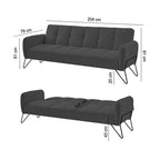 Vintex - Banquette 3 Places Clic-Clac - Microfibre - Anthracite