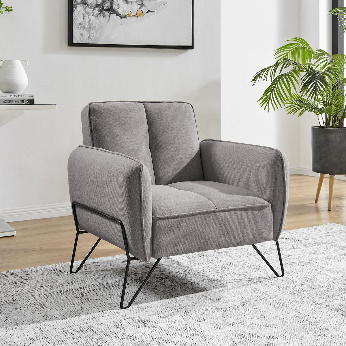 Vintex - Fauteuil - Microfibre - Gris Clair