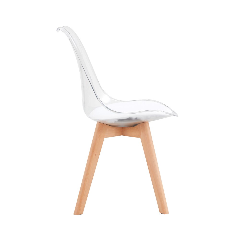 Scandi - Conjunto Mesa de Comedor Rectangular + 4 Sillas - Transparente