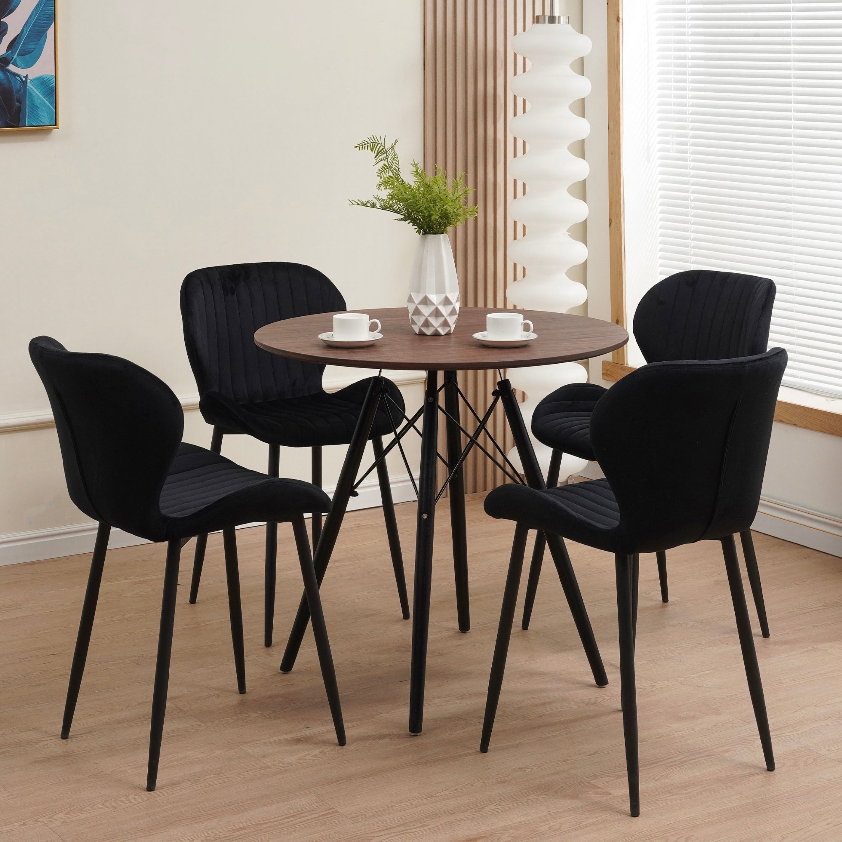 Scandi - Mesa de comedor redonda escandinava - Nogal