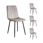Velvet - Lot De 4 Chaises Repas - Velours - Gris Clair