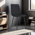 Velvet - Lot De 4 Chaises Repas - Velours - Noir