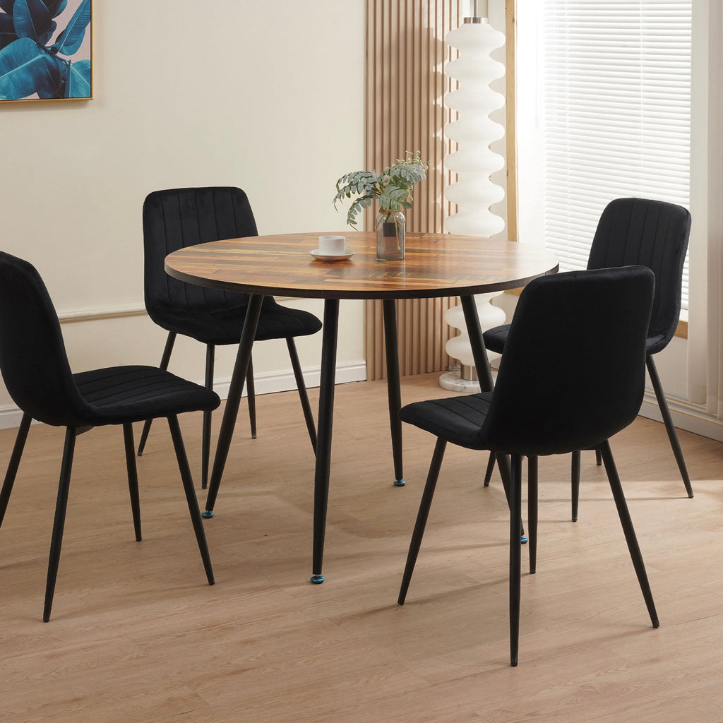 Scandi - Mesa de comedor redonda estilo escandinavo - Natural