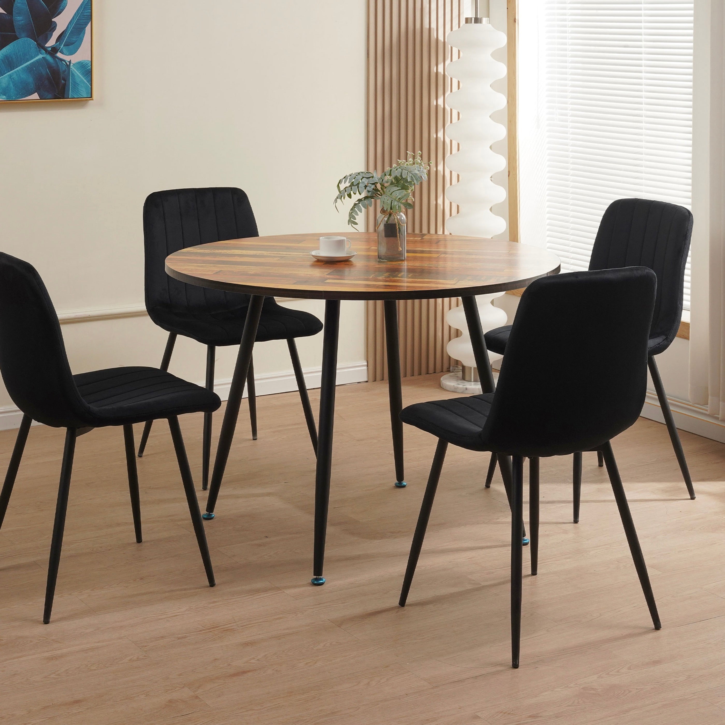 Scandi - Mesa de comedor redonda estilo escandinavo - Natural