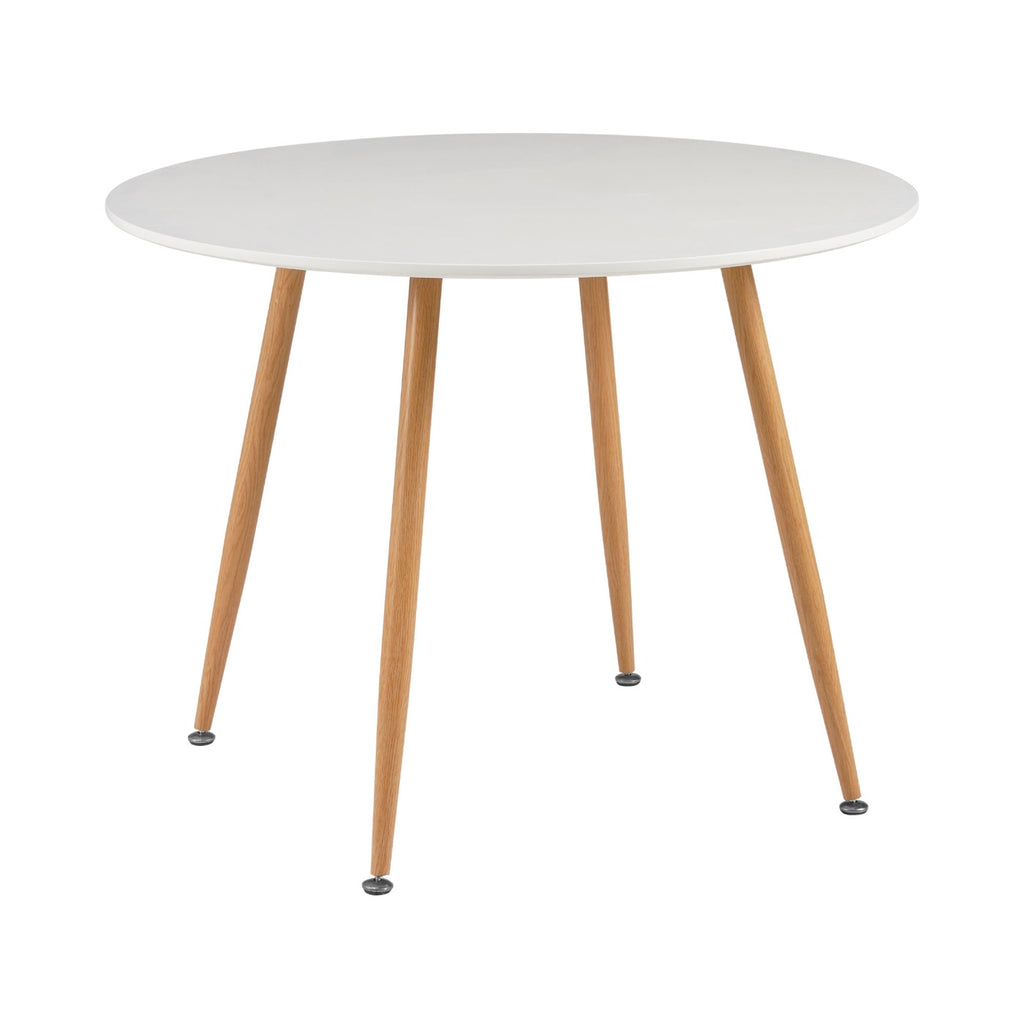 Scandi - Juego de mesa de comedor redonda + 4 sillas - Blanco