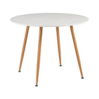 Scandi - Juego de mesa de comedor redonda + 4 sillas - Blanco