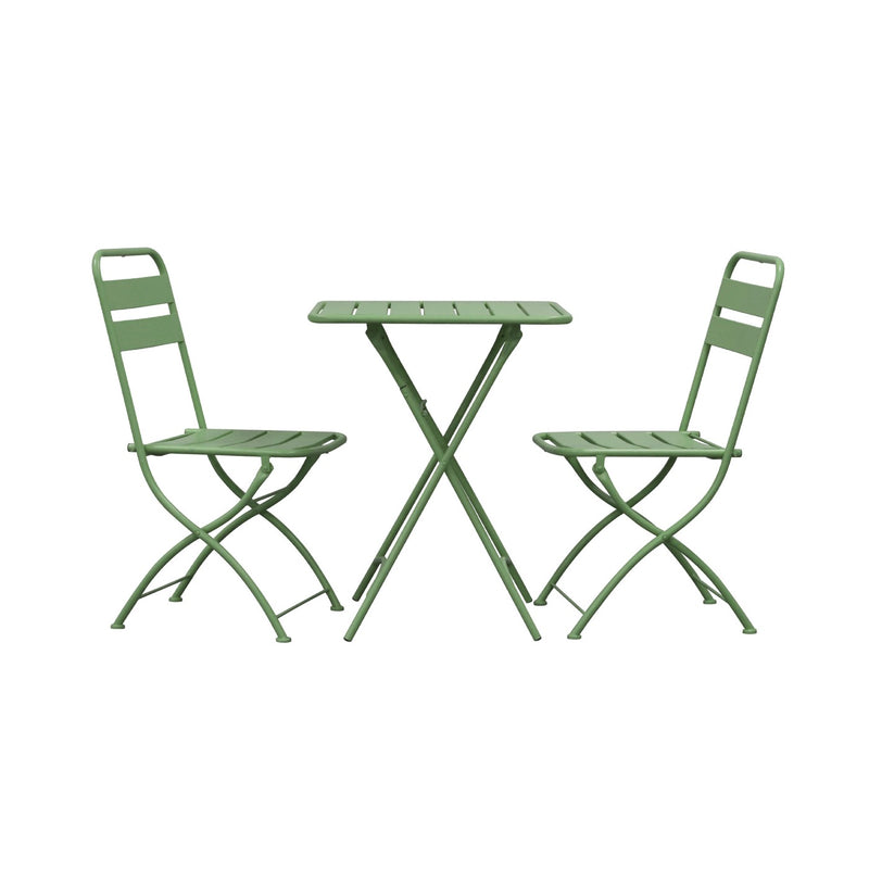Baca - Ensemble Table + 2 Chaises De Jardin Pliable En Métal - Vert
