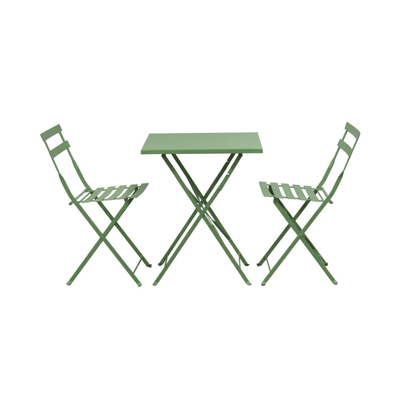 Baca - Ensemble Table + 2 Chaises De Jardin En Métal - Vert