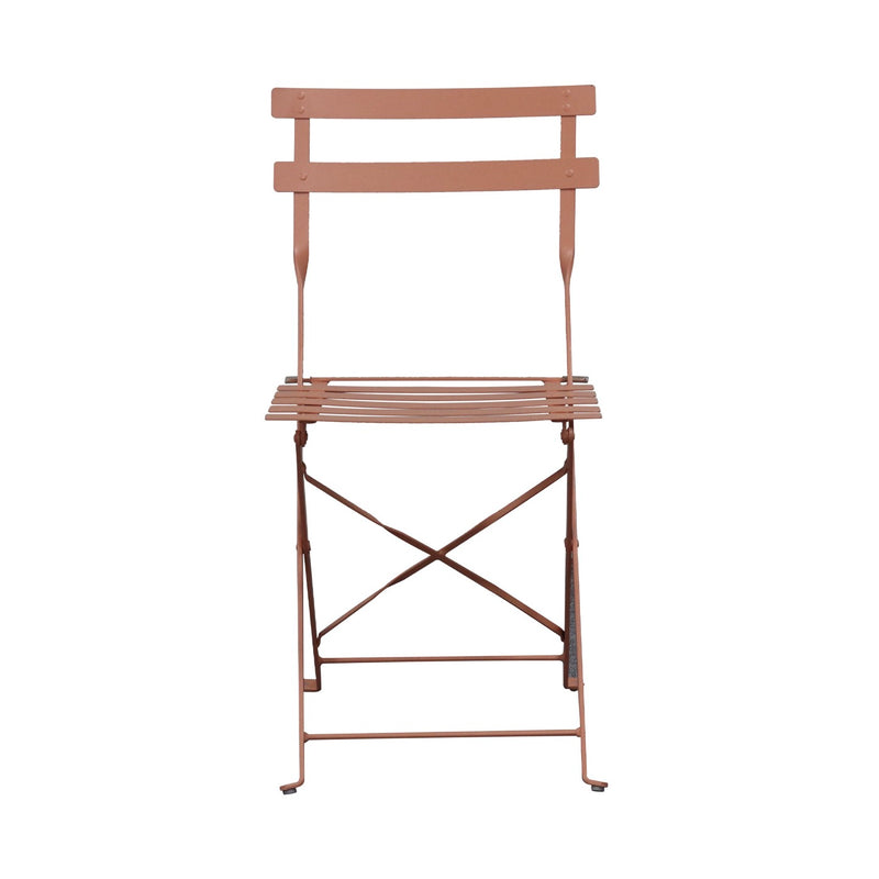 Baca - Ensemble Table + 2 Chaises De Jardin En Métal - Terracotta