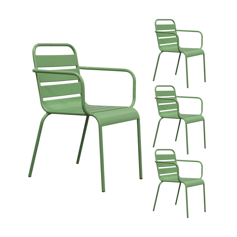 Baca - Ensemble Table De Jardin + 4 Fauteuils En Métal - Vert