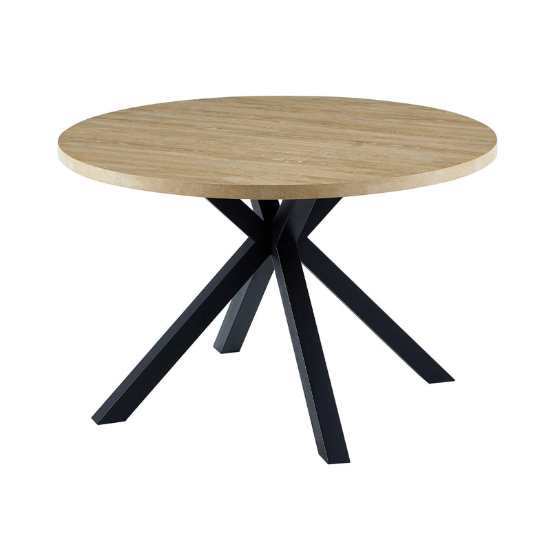 Alina - Table À Manger Ronde Et Pieds En Métal - Naturel