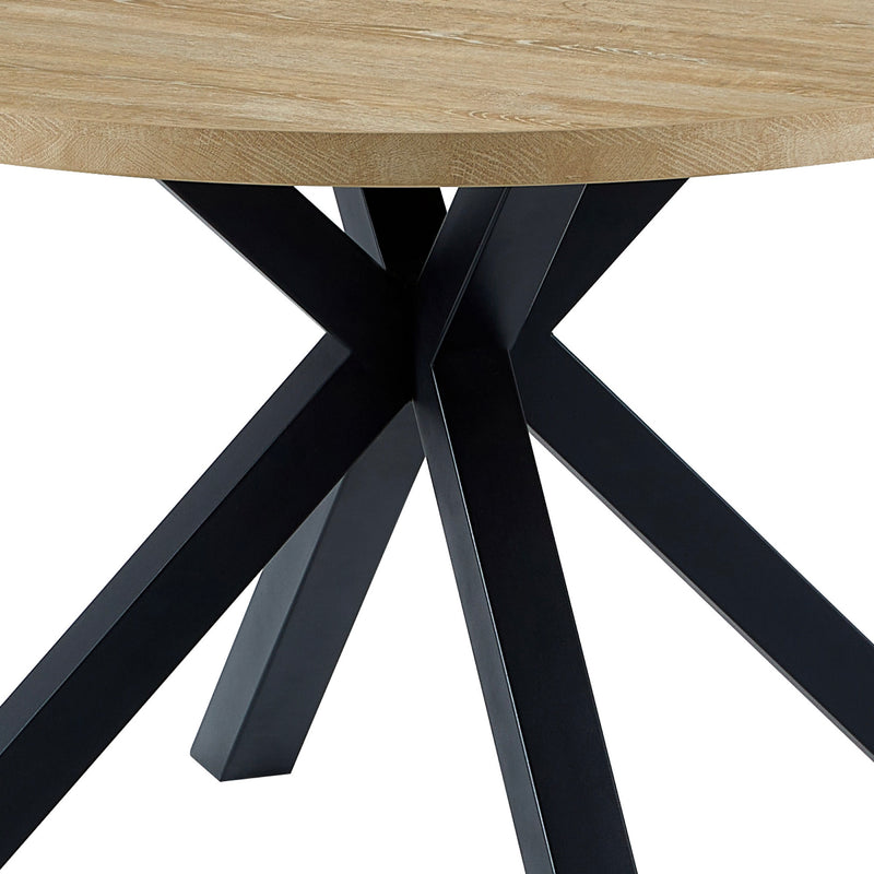 Alina - Table À Manger Ronde Et Pieds En Métal - Naturel