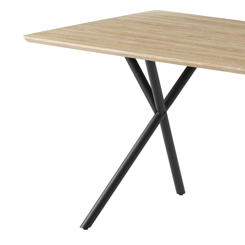 Alina - Table De Repas Et Pieds Croisés Métal - Naturel