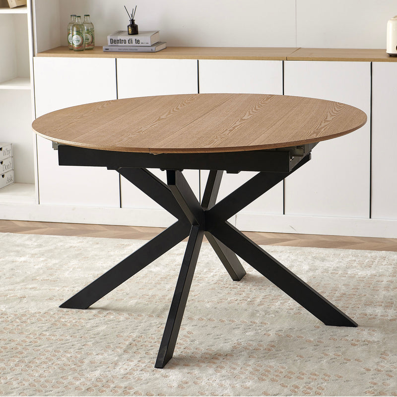 Venter - Table À Manger Extensible Pieds En Métal - Naturel