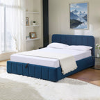 Aviala - Velvet Storage Bed With Headboard + Slatted Base - Blue