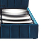 Aviala - Velvet Storage Bed With Headboard + Slatted Base - Blue