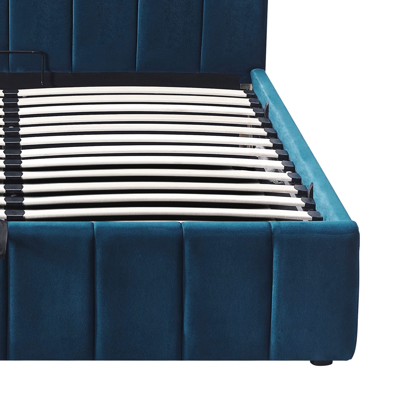 Aviala - Velvet Storage Bed With Headboard + Slatted Base - Blue