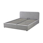 Aviala - Boucle Trunk Bed With Headboard + Slatted Base - Light Gray
