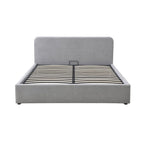 Aviala - Boucle Trunk Bed With Headboard + Slatted Base - Light Gray