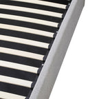 Aviala - Boucle Trunk Bed With Headboard + Slatted Base - Light Gray