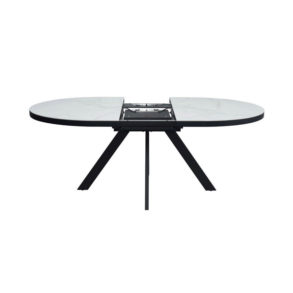 Inski - Table À Manger Ovale Extensible - 6 Places - Blanc