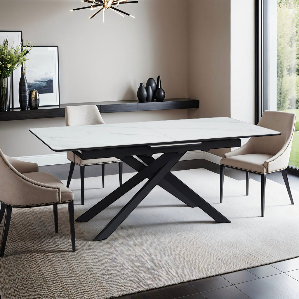 Inski - Table À Manger Extensible - 8 Places - Blanc