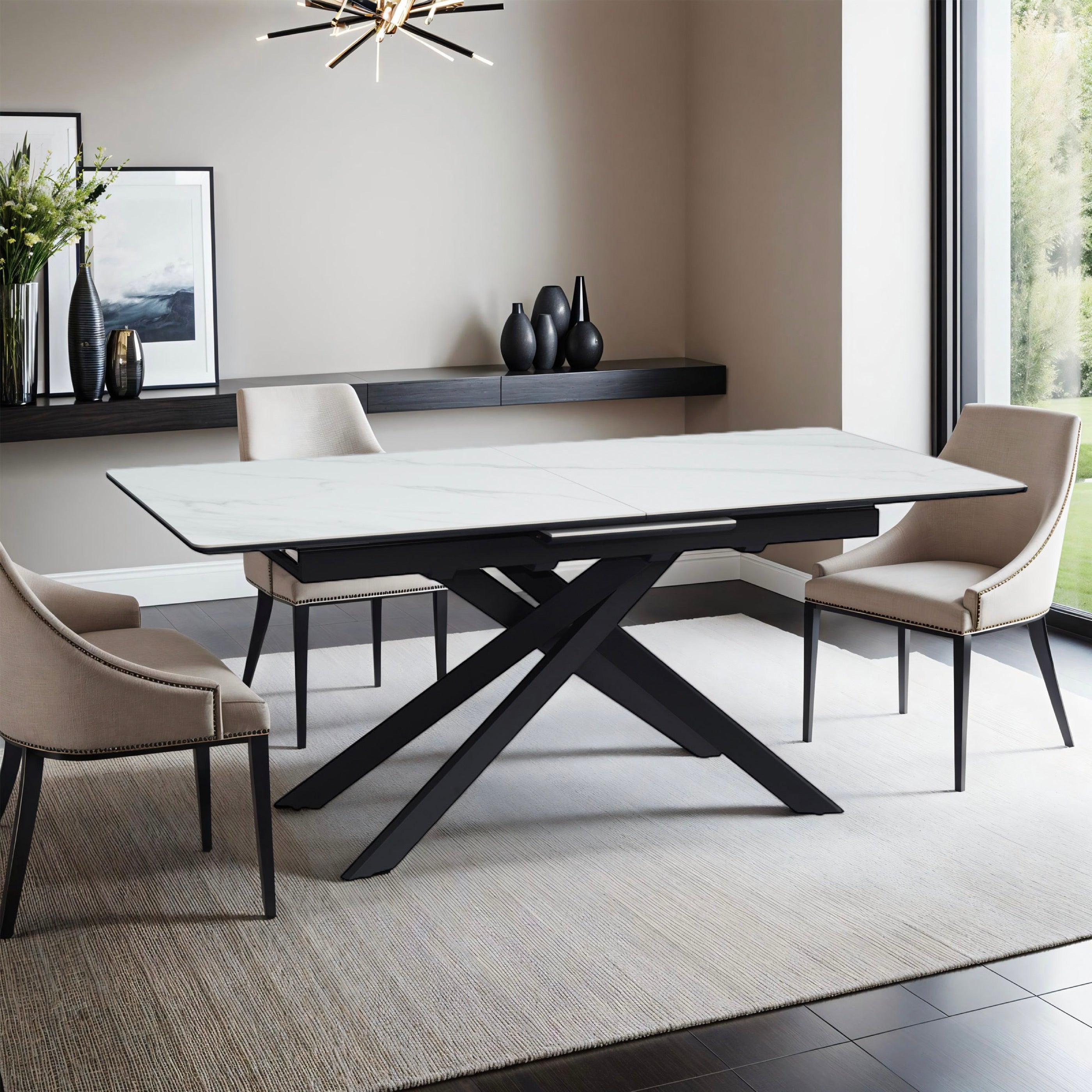 Inski - Table À Manger Extensible - 8 Places - Blanc