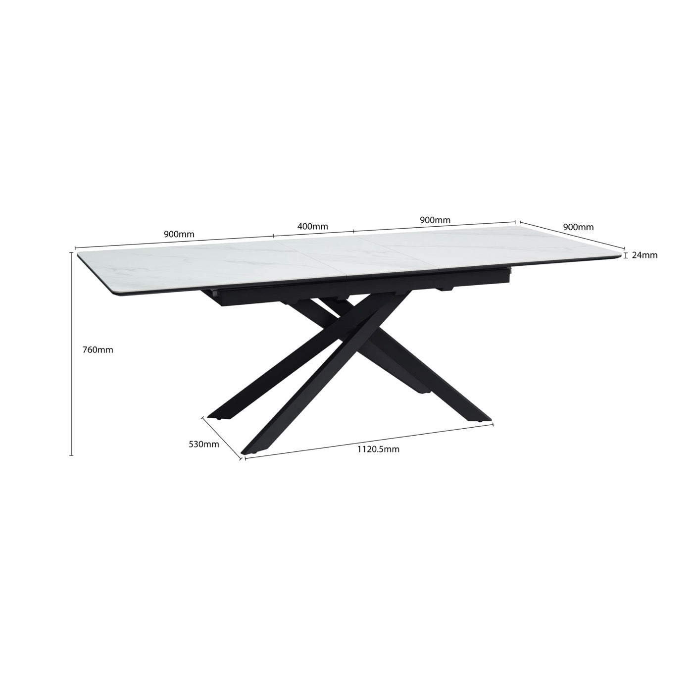 Inski - Table À Manger Extensible - 8 Places - Blanc