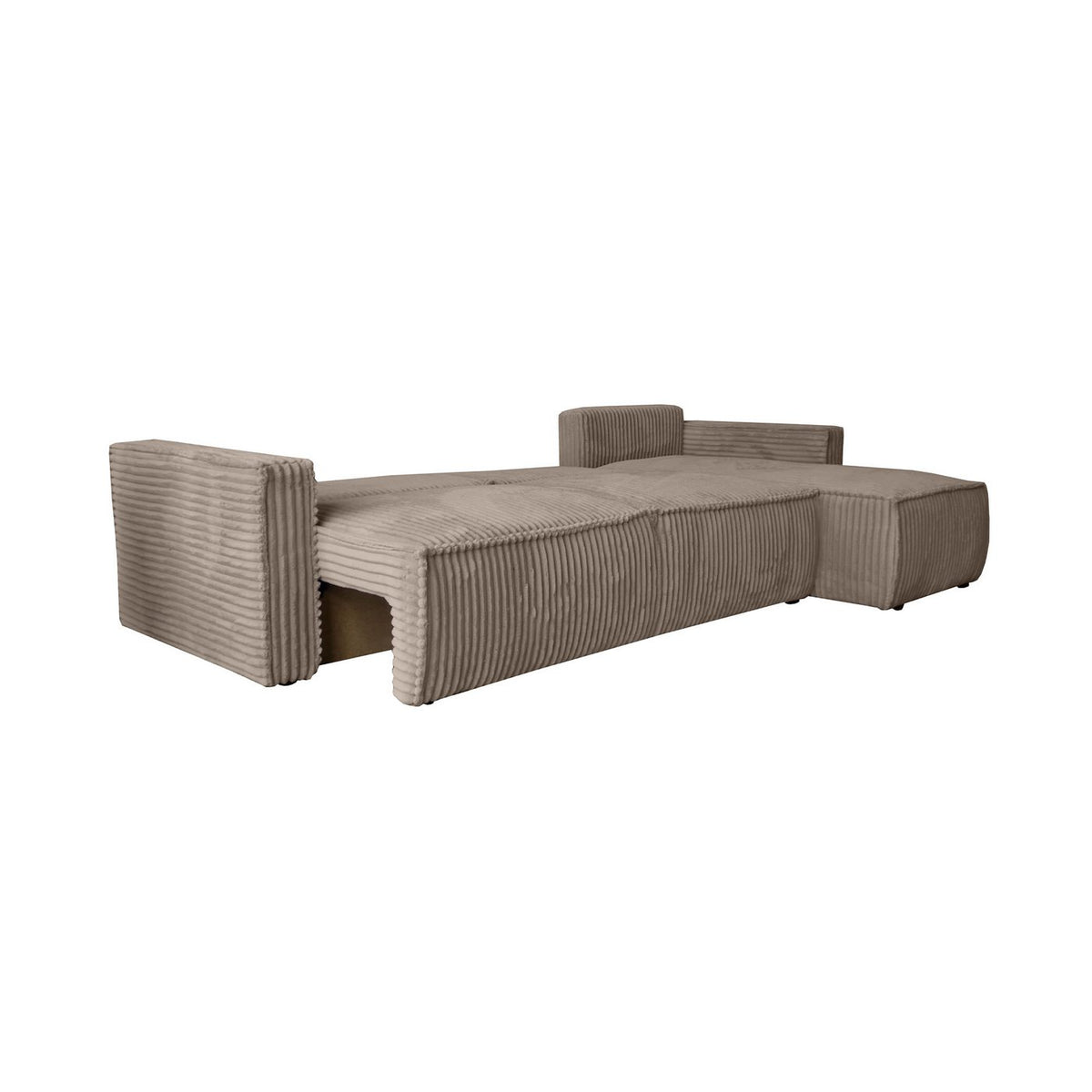 Joryma - Canapé D'Angle Réversible - Velours Grosses Côtes - Taupe