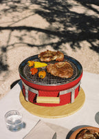Bbq Kamado Hibachi - Barbecue Avec Grill Et Plancha - Rouge