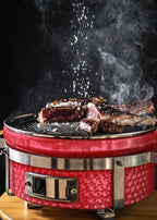 Bbq Kamado Hibachi - Barbecue Avec Grill Et Plancha - Rouge