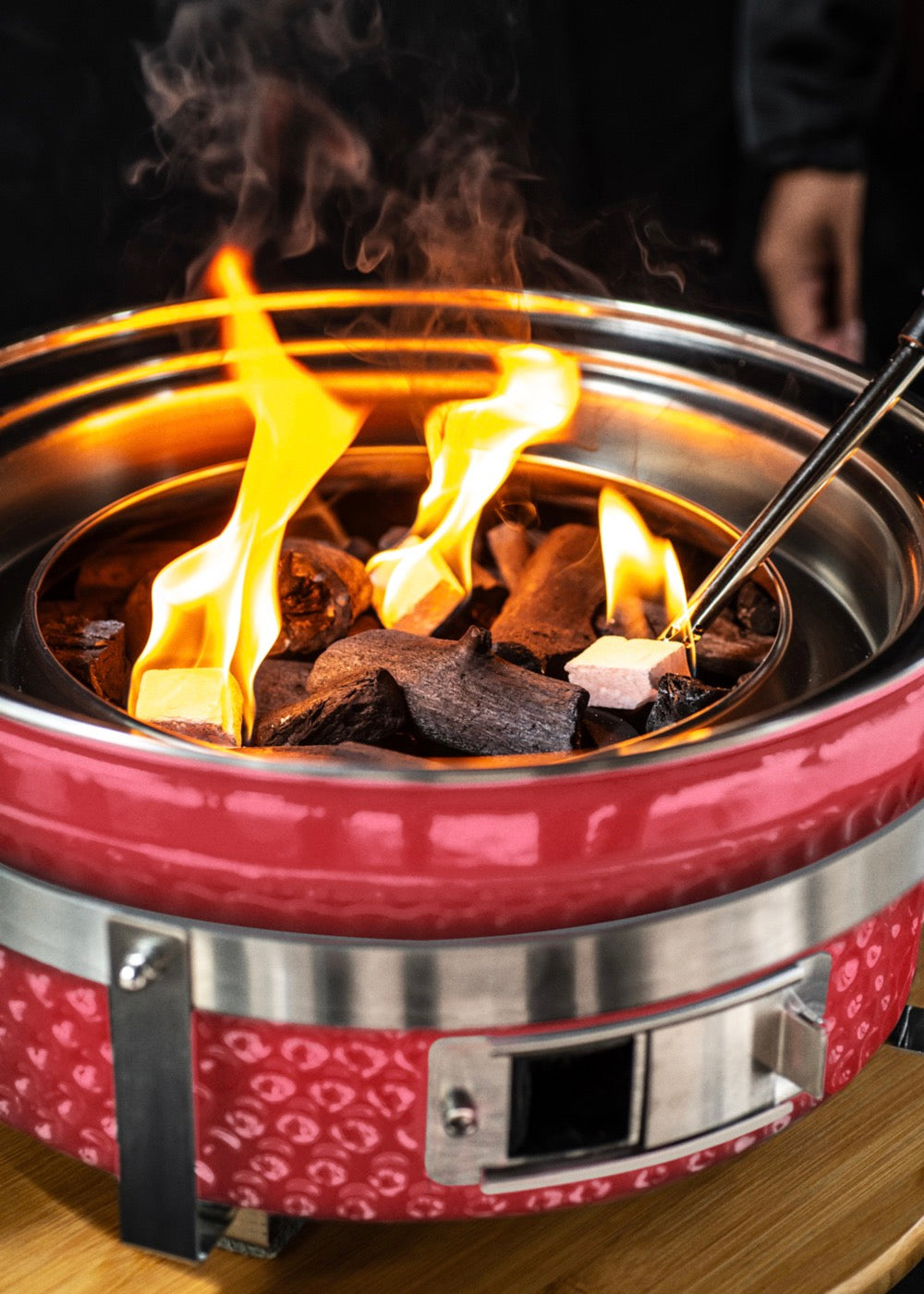 Bbq Kamado Hibachi - Barbecue Avec Grill Et Plancha - Rouge