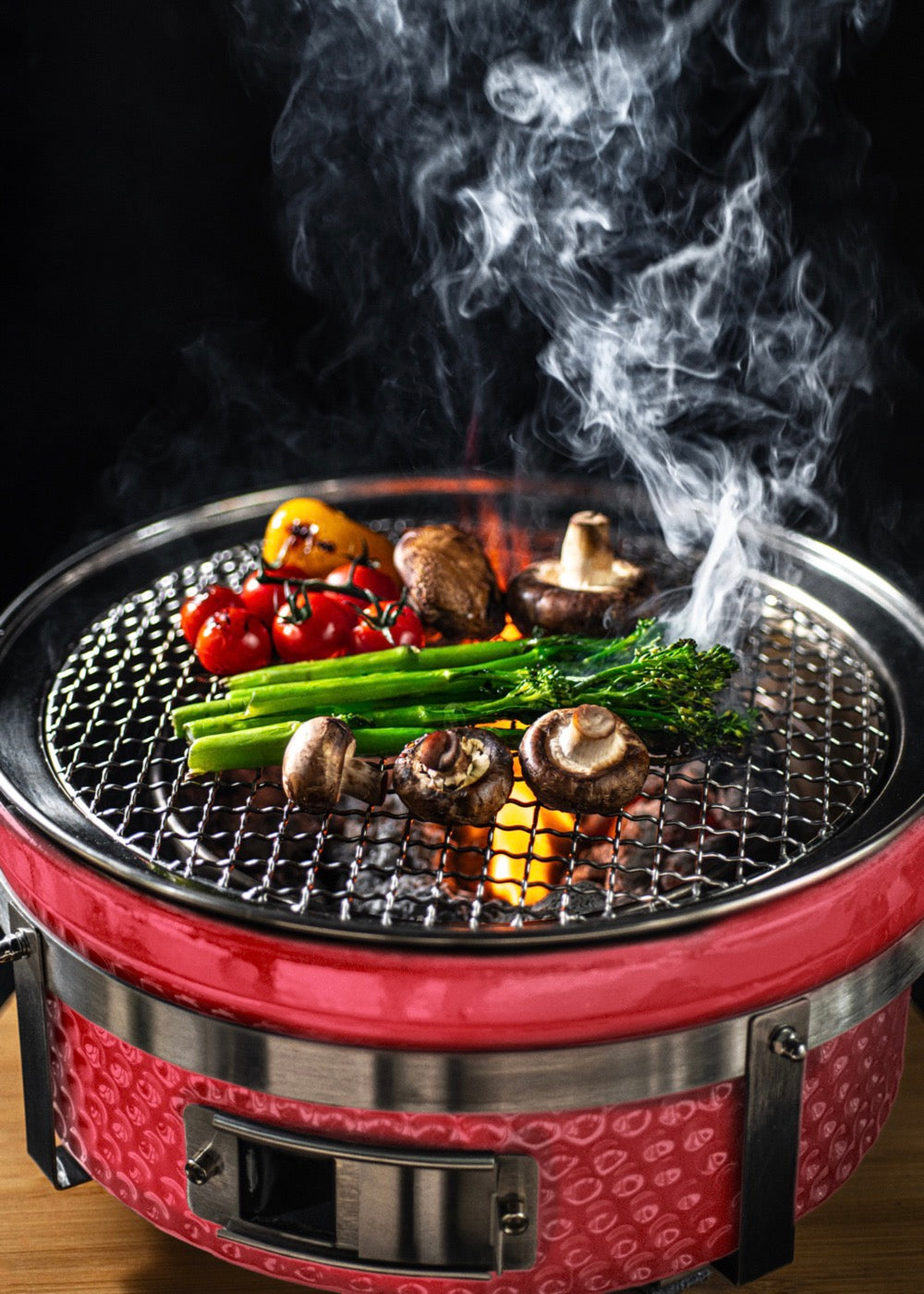 Bbq Kamado Hibachi - Barbecue Avec Grill Et Plancha - Rouge