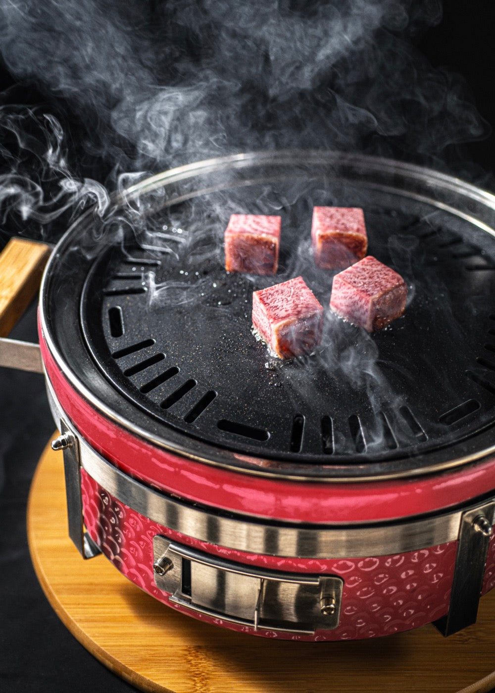 Bbq Kamado Hibachi - Barbecue Avec Grill Et Plancha - Rouge