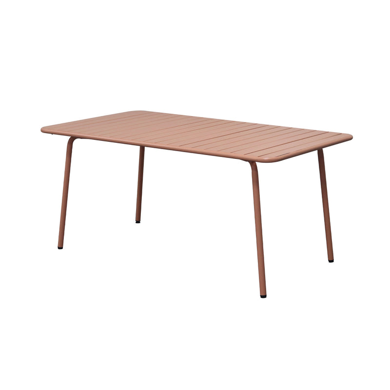 Baca - Ensemble Table De Jardin + 6 Fauteuils En Métal - Terracotta