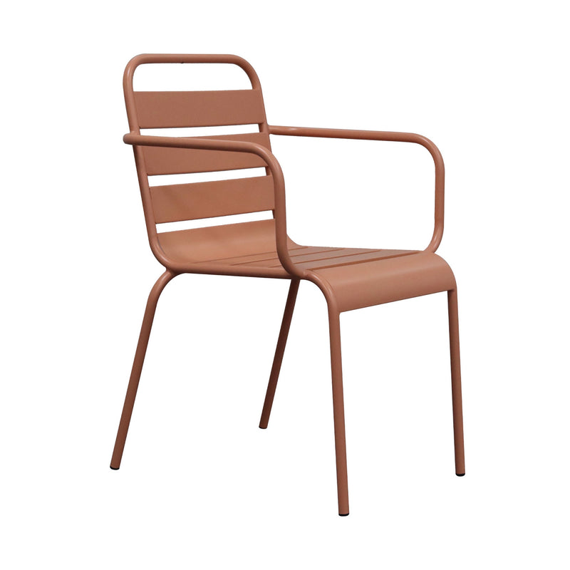 Baca - Ensemble Table De Jardin + 6 Fauteuils En Métal - Terracotta
