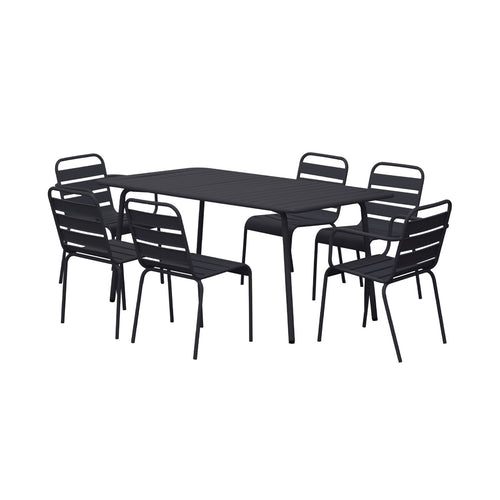 Baca - Ensemble Table + 4 Chaises + 2 Fauteuils En Métal - Gris