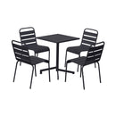 Baca - Ensemble Table De Jardin Carrée + 4 Chaises En Métal - Gris