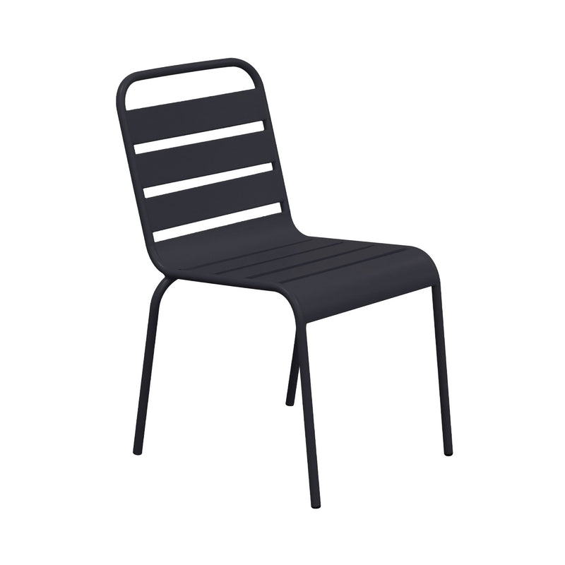 Baca - Ensemble Table De Jardin Carrée + 4 Chaises En Métal - Gris