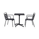 Baca - Ensemble Table De Jardin Carrée + 2 Fauteuils En Métal - Gris