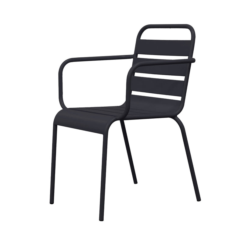Baca - Ensemble Table De Jardin Carrée + 2 Fauteuils En Métal - Gris