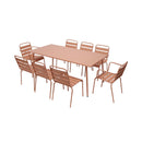 Baca - Ensemble Table +6 Chaises +2 Fauteuils En Métal - Terracotta