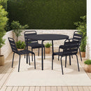 Baca - Ensemble Table De Jardin + 4 Chaises En Métal - Gris