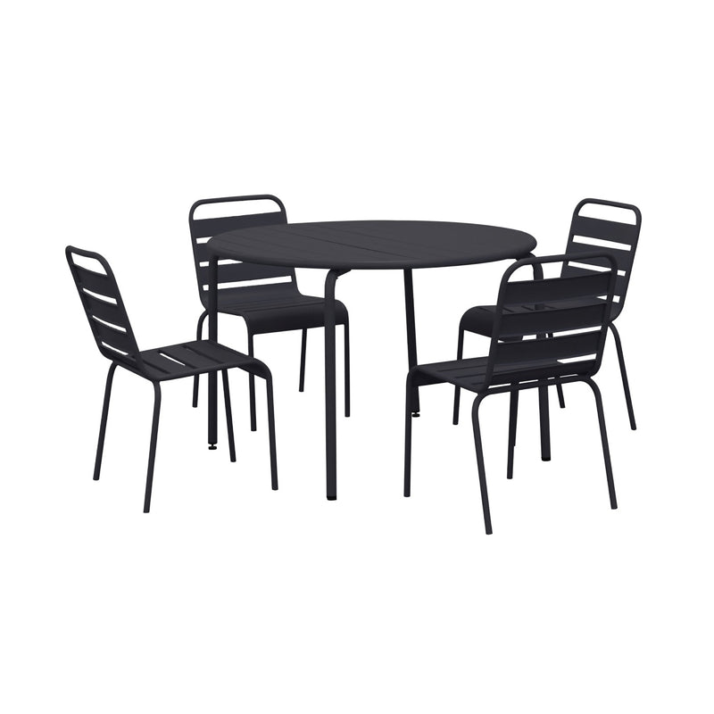 Baca - Ensemble Table De Jardin + 4 Chaises En Métal - Gris