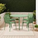 Baca - Ensemble Table De Jardin + 4 Fauteuils En Métal - Vert