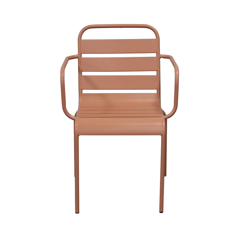 Baca - Ensemble Table Jardin + 4 Fauteuils En Métal - Terracotta
