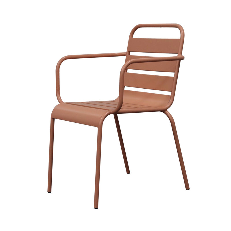 Baca - Ensemble Table Jardin + 4 Fauteuils En Métal - Terracotta