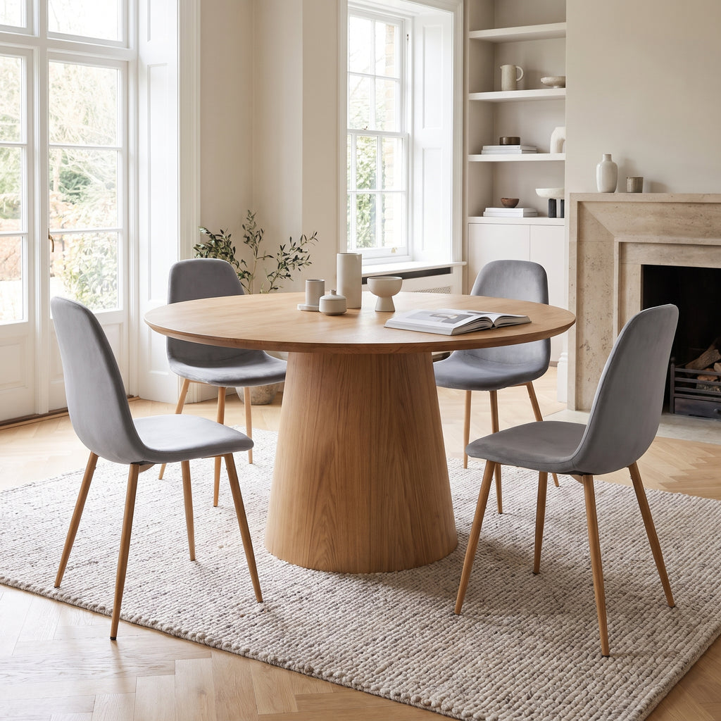 Velvet - Lot De 4 Chaises - Velours - Gris Et Naturel
