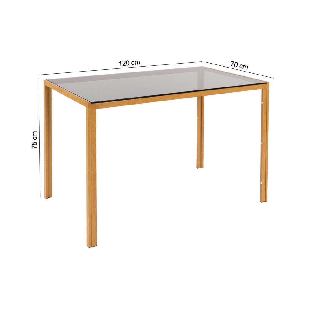 Mirley - Dining Table - Tempered Glass - Grey And Natural