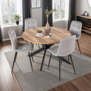 Dialo - Ensemble Table Ronde + 4 Chaises En Velours - Gris